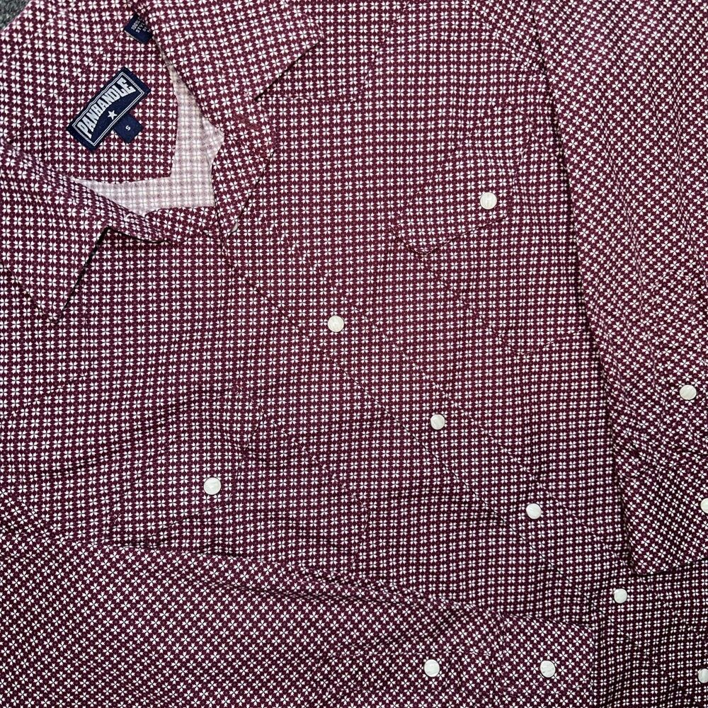 Panhandle Men’s Button Up Shirt Large Red Western Aztec Pearl Snap Pocket Rodeo